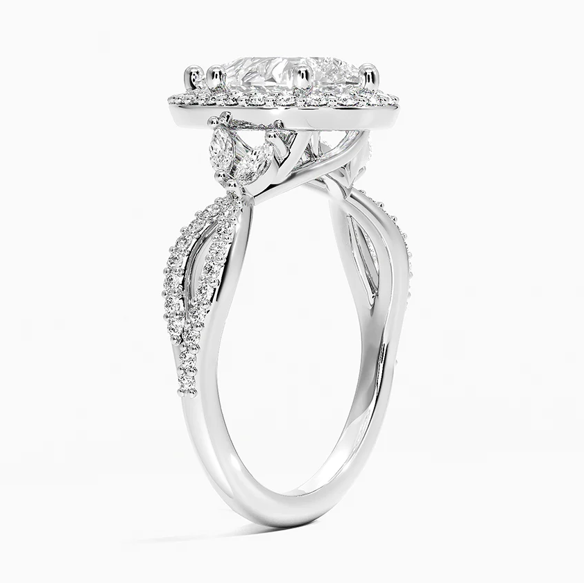 View ng Profile na nagpapakita ng Hidden Marquise Diamond Accent sa Gallery Basket