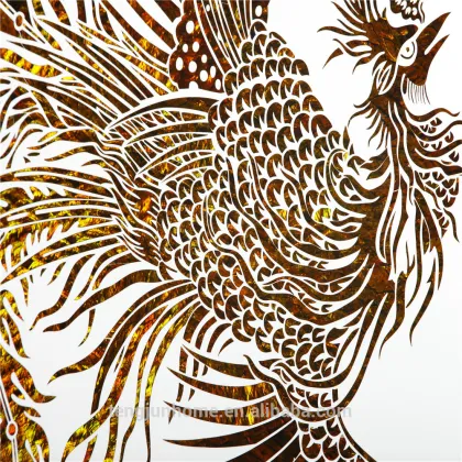 CANOSA Golden paua shell hand engarving phoenix Wall Picture