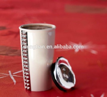 stainless dot on the surface ceramic mug, Mug with Spikes Coverd with Platinum, ceramic platinum mug