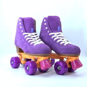Professional Rental Quad Roller Skates with 4 Wheels, Premium Quality and Genuine Leather Suede