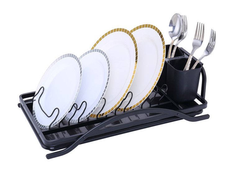 1 tier aluminum dish rack with black color