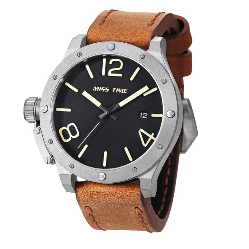classic leather bracelet strap wrist watch