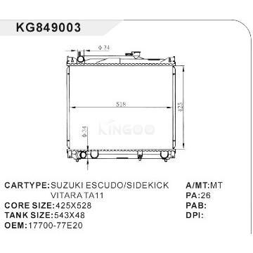 auto radiator car:SUZUKI ESCUDO/SIDEKICK VITARA TA111 OEM:17700-77E20