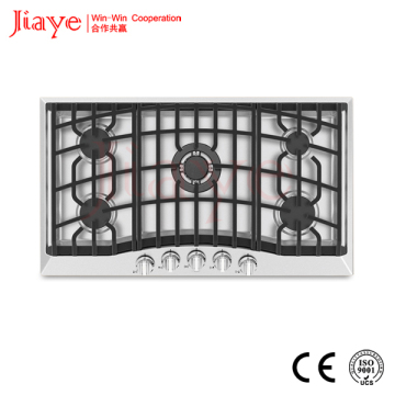 5 Burner stainless steel panel gas hob