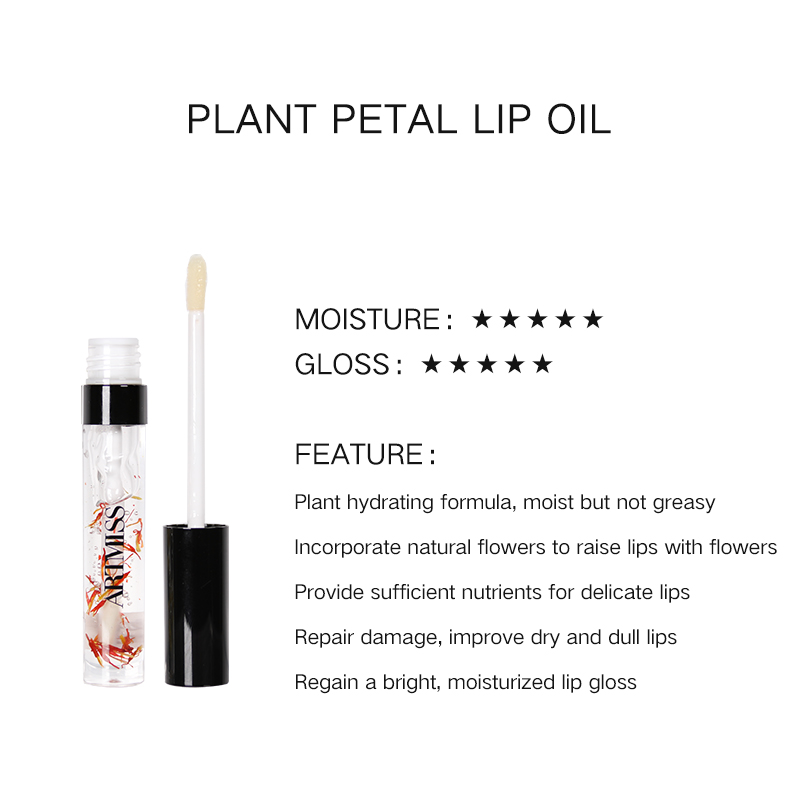 High Quality Plants Flower Petals Lip Base Vendor Custom Pigment Plump Lip Gloss