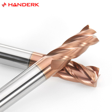 Professional HANDERK Solid Carbide End Mill Set with Extra Long Length and Corner Radius for CNC Milling Tools