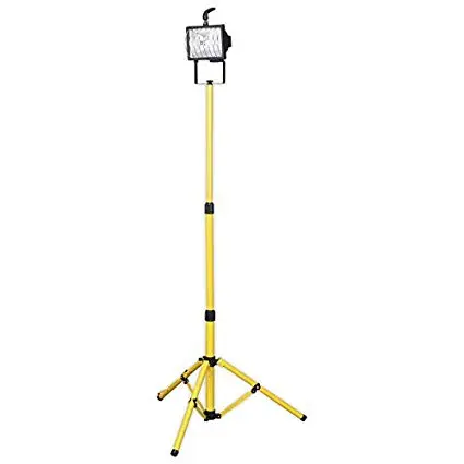 Portable Outdoor Telescopic Floodlight with 400W Halogen Lamp, Tripod Stand and Single Head - Ideal for Site Work and Floodlighting