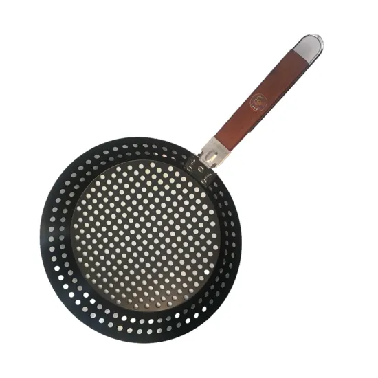 BBQ Grill Pan With Detachable Wood Handle