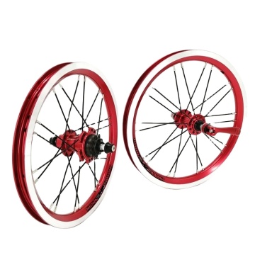 Litepro 14 -inch Lipat Bike Wheelset - Pelek Dinding Ganda Paduan Aluminium