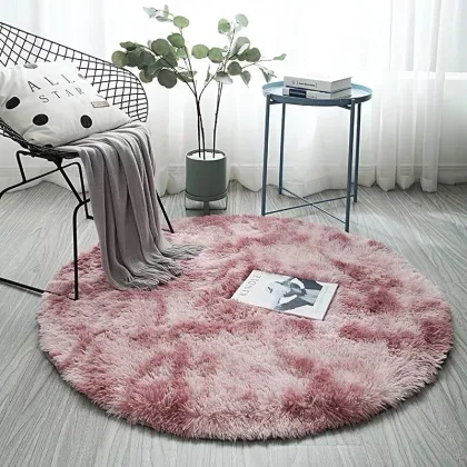 Tie Dye Round Shape Custom Fluffy Area Rugs for Living Room