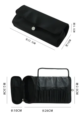 Black Cosmetic Beauty Bag Men Roll Up Makeup