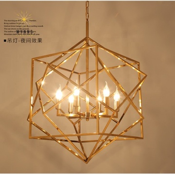 Nordic Modern Golden Metal Lantern LED Chandelier Pendant Lighting