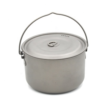 Titanium Pot dengan pemegang lipat penutup untuk berkhemah