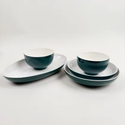 Modern Royal Wedding Dinnerware Set with Custom Logo - Soup Salad Bowl and Pasta Plate for Restaurants & Hotels