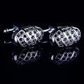 Custom Design Silver Plated Black Stones Cufflinks