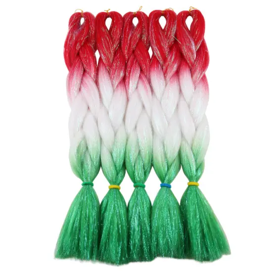 Hot Sell Glitter Colorful Tinsel Hair Harmony Factory Price Wholesale 24" Synthetic Jumbo braiding Hair Extension With Women