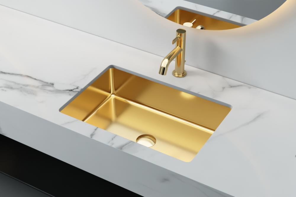 Stainless Steel Single Basin Luxury Gold Bathroom Sinks