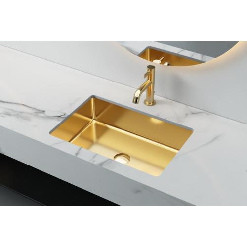 Fregadero de baño de lavado de pvd dorado rectangular