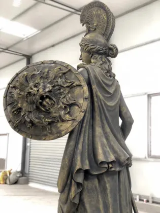 Square outdoor large fiberglass greek lady statue of Athena