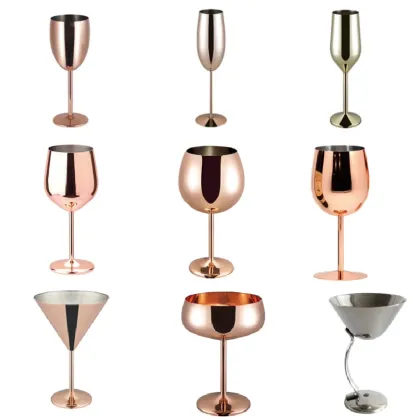 304 Stainless Steel Wine Glass Set with Long Handle - Durable White and Red Wine Glasses