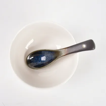 Japanese Ceramic Ramen Spoon - Gradient Blue