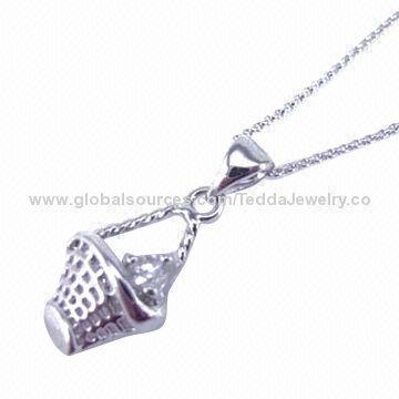 Heart charm jewelry, made of brass and cubic zirconia, OEM and small orders are welcomed