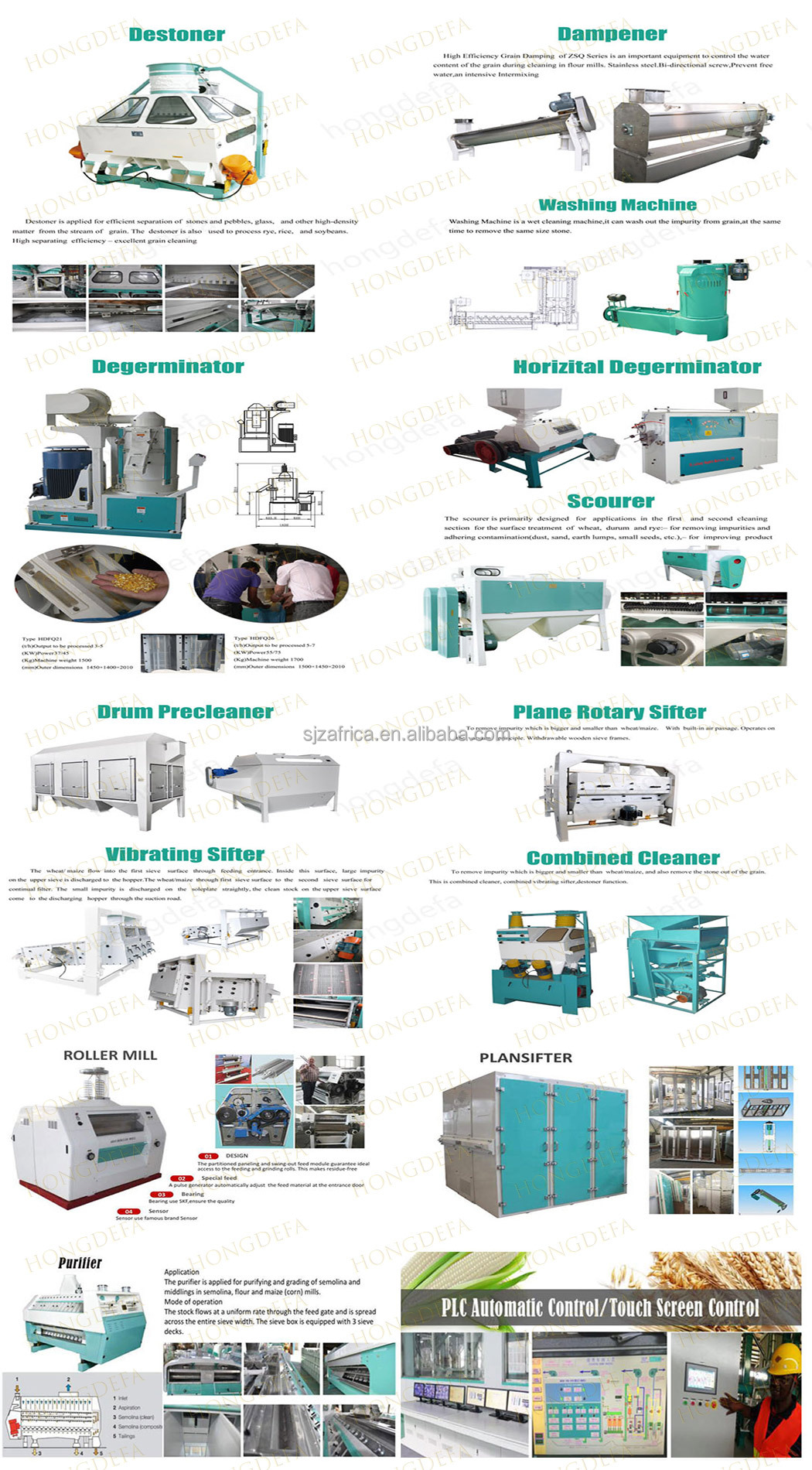 Hongdefa Automatic 200t/24h wheat flour mill machine complete line with installation