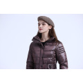 ladies coat with belt,made of 100% polyester vendors