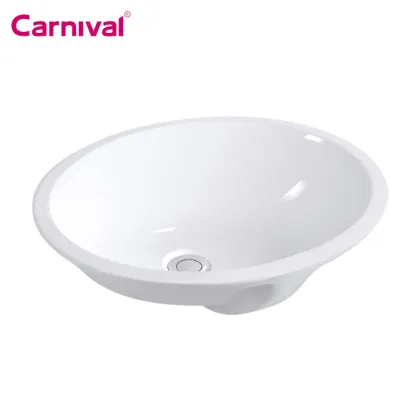 Oval White Ceramic Recessed Cloakroom Washbasin