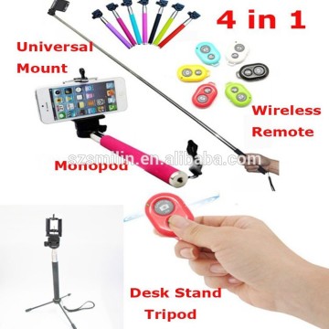 Best Gift 4in1 Handheld Monopod+Wireless Shutter Remote+Universal Mobile Phone Clip mount+Desk Stand Tripod Perfect Selfie Stick                        
                                                Quality Choice
