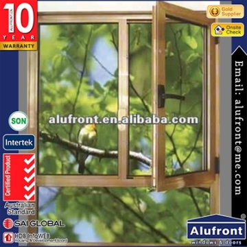 Powder Coating Wooden Color Glass Window/Aluminum Swing Window