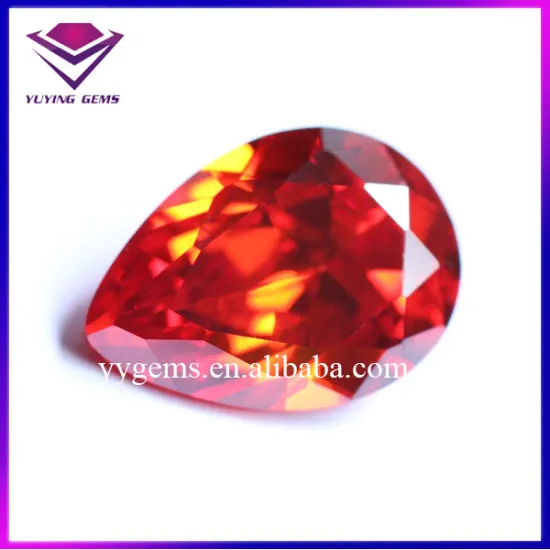 Lab Created Cubic Zirconia Garnet Red Color Pear Shape Diamond Cut CZ Stone