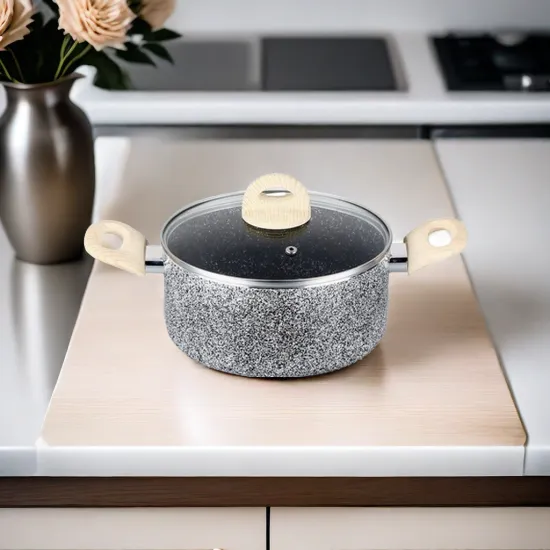 Aluminum Multi-Functional Soup Pot with Wooden Handle: Ideal Kitchen Cooking Tool