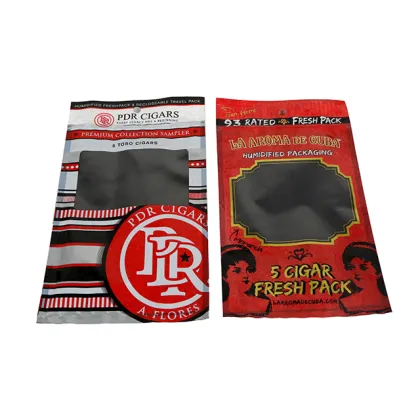 Custom 5 Cigars Plastic Zip Lock Cigar Bags