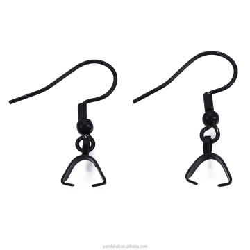 304 Edelstahl -Ohrdrahthaken: Pandahall Ice Pick Prise Bails und Electrlophorese Black Collection