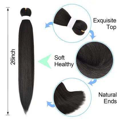 Professional Itch Free Hot Setting Perm Yaki Texture Prestretched Braiding Hair (#1B)Yaki Pony Yaku Wave Braiding Hair Extension