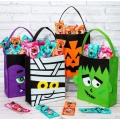 Varios tipos de bolsas de fieltro de dulces de Halloween