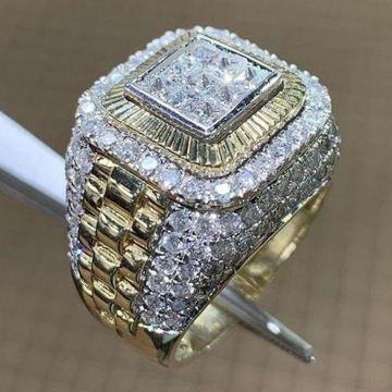 2024 Trendy Affordable Bling Bling Hip Hop Diamond Men's Gold Ring