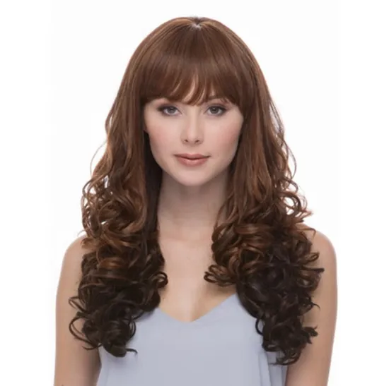 Low price wholesale New Fashion long Spring curly brown wig Synthetic hair Wigs for Asian fashion girl