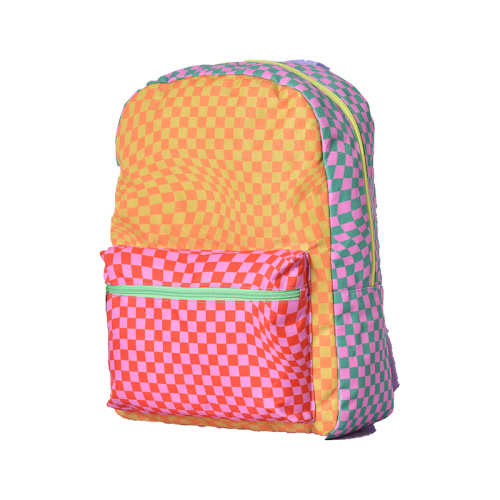 600D Oxford cloth kids bag pack Printed square check bag