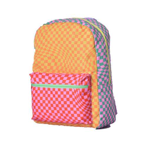 600D Oxford Cloth Kids Bag Pack Printed Square Check Bag