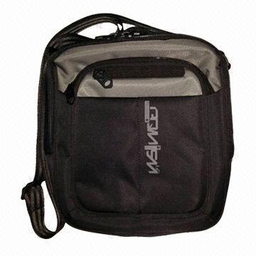 Messenger bag/made of 1680D, black and gray color, adjustable shoulder strap, custom logo printing