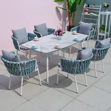 Hot Sale Outdoor Garden Dining Furniture: Patio Table and Rope Chair Set
