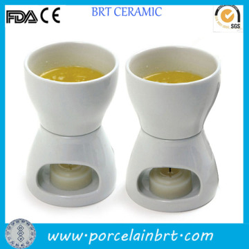 2pcs set high white ceramic butter warmer