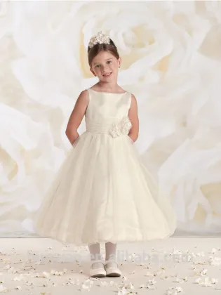 newest satin flower halter girls party dresses