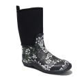 Mid-calf Black Printed Rain Boots