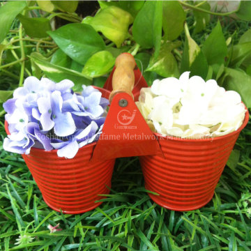 2 round planters with hanger flower pot set 2