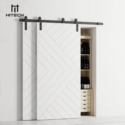 Hitech White Modern House Interior Double Sliding Barn Door Wardrobe Closet