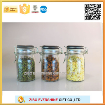 glass storage jar food container with clamp hige lid airtight