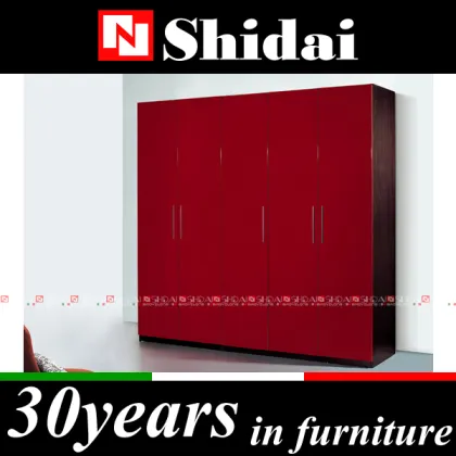 F-3A red bedroom wardrobe design / modern cloth wardrobe / simple wardrobe designs
